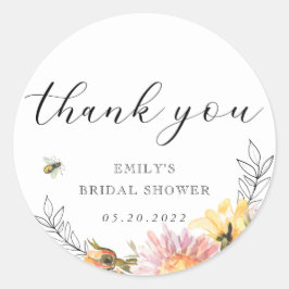 Rustikale Wildblume und Bienen Brautparty Vielen D Runder Aufkleber