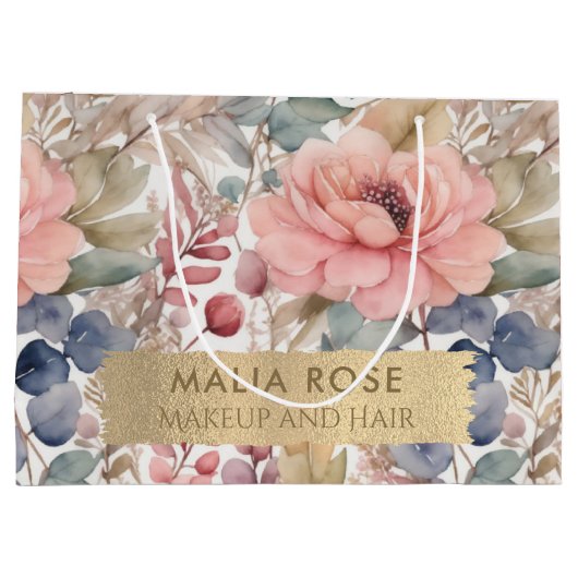 Rustikale Wildblume Wasserfarben Große Geschenktüte (Rückseite)