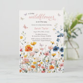 Rustikale Wildblume Wasserfarben Kinderdusche Einladung (Stehend Vorderseite)