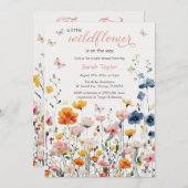 Rustikale Wildblume Wasserfarben Kinderdusche Einladung (Vorne/Hinten)