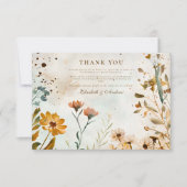Rustikale Wildblume Wasserfarbenhochzeit Dankeskarte (Vorderseite)