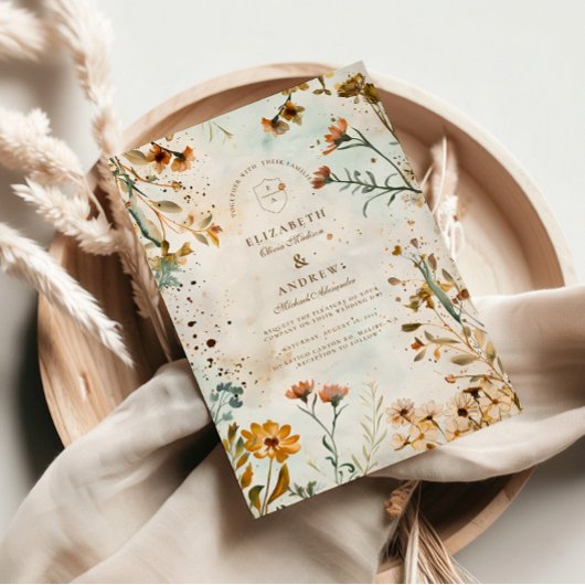 Rustikale Wildblume Wasserfarbenhochzeit Einladung