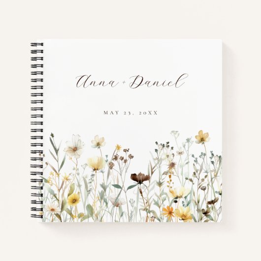 Rustikale Wildblume Watercolor Hochzeitsbuch Notizblock (Vorderseite)