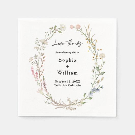 Rustikale Wildblume Watercolor Wreath Serviette (Vorderseite)