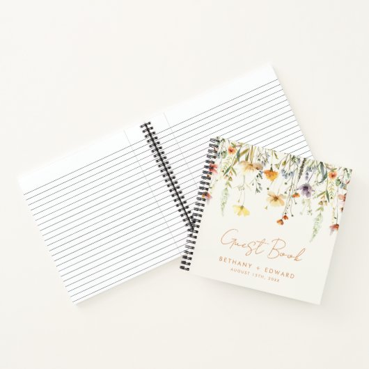 Rustikale Wildblume Wedding Gästebuch Notizblock (Innenseite)