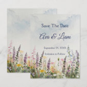 Rustikale Wildblume Wiese | Boho Watercolor Save The Date (Vorne/Hinten)