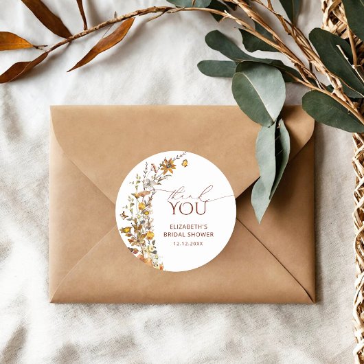 Rustikale Wildblume Wiese Brautparty Runder Aufkleber