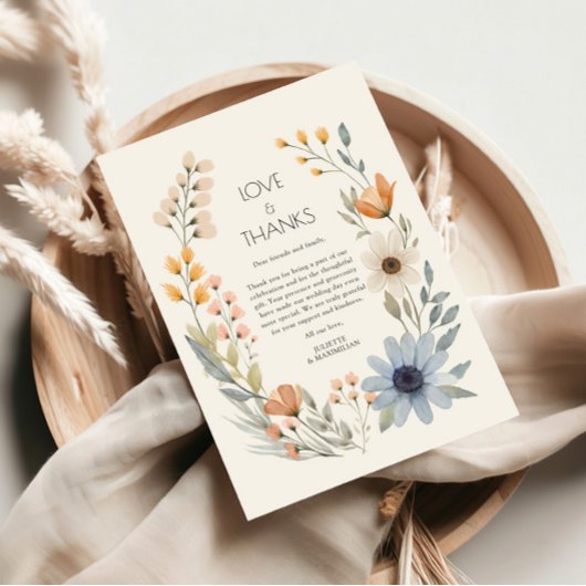 Rustikale Wildblume Wreath Garden Wedding Dankeskarte