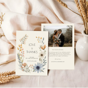 Rustikale Wildblume Wreath Garden Wedding Dankeskarte
