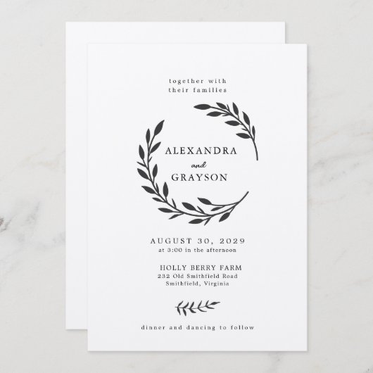 Rustikale Wildblume Wreath Wedding Einladung (Vorne/Hinten)