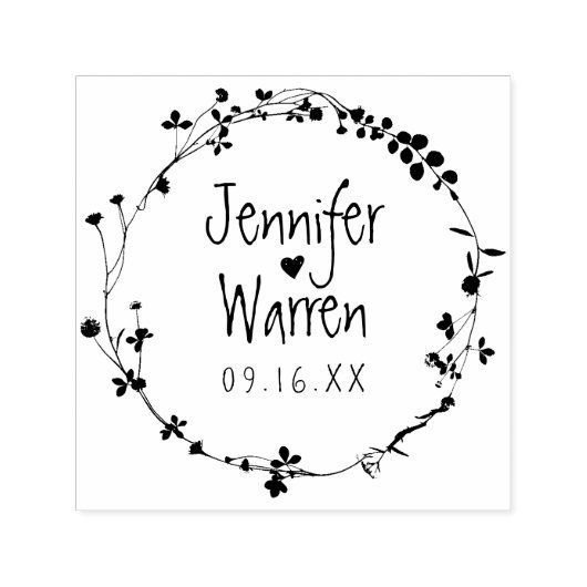 Rustikale Wildblume Wreath Wedding Permastempel (Design)