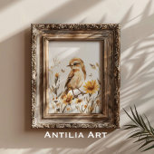 Rustikale Wildblume zum Vogelzeichnen von Wasserfa Poster