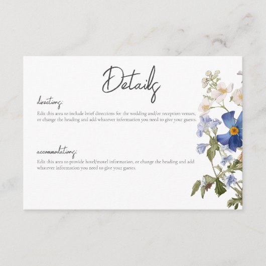 Rustikale Wildblumen auf der Wiese Lila Begleitkarte (Vorderseite)