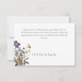 Rustikale Wildblumen auf der Wiese Lila Dankeskarte (Rückseite)