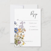 Rustikale Wildblumen auf der Wiese Lila RSVP Karte (Vorderseite)