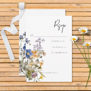 Rustikale Wildblumen auf der Wiese Lila RSVP Karte