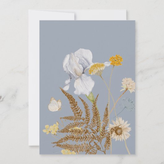 Rustikale Wildblumen auf Dusty Blue Bridal Brunch Einladung (Rückseite)