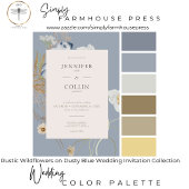 Rustikale Wildblumen auf Dusty Blue Wedding Einladung