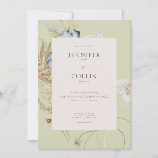 Rustikale Wildblumen auf einer Hochzeit Einladung (Vorderseite)