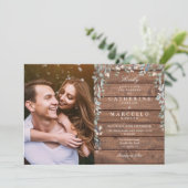 Rustikale Wildblumen aus Holz und Blütenholz Foto  Einladung (Stehend Vorderseite)