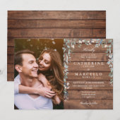 Rustikale Wildblumen aus Holz und Blütenholz Foto  Einladung (Vorne/Hinten)