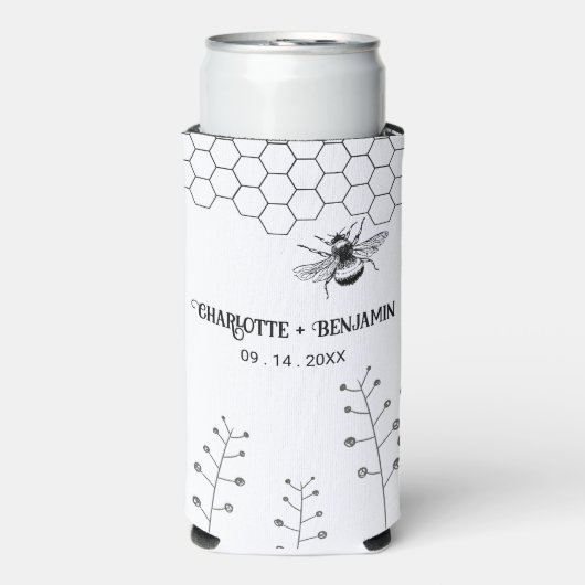 Rustikale Wildblumen Beehive Country Wedding Selters Dosenkühler (Seltzer Vorderseite)