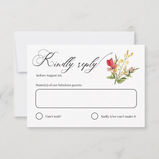 Rustikale Wildblumen Bloom Garden Wedding RSVP Car Karte (Vorderseite)