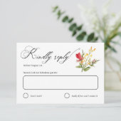 Rustikale Wildblumen Bloom Garden Wedding RSVP Car Karte (Stehend Vorderseite)