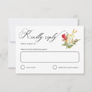 Rustikale Wildblumen Bloom Garden Wedding RSVP Car Karte