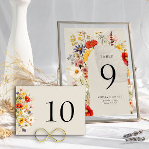 Rustikale Wildblumen-Blumenhochzeit Bold Tischnummer