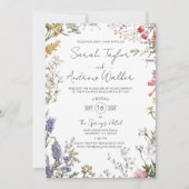 Rustikale Wildblumen Blumenhochzeit Empfang Einladung (Vorderseite)