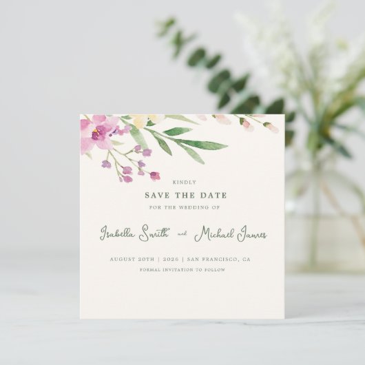 Rustikale Wildblumen Blumenhochzeit retten das Dat Save The Date (Stehend Vorderseite)
