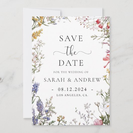 Rustikale Wildblumen Blumenhochzeit Save The Date (Vorderseite)