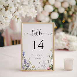 Rustikale Wildblumen Blumenhochzeit Tischnummer