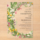 Rustikale Wildblumen Bohemisch Hochzeit Acryleinladungen (Vorderseite)