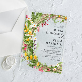 Rustikale Wildblumen Bohemisch Hochzeit Acryleinladungen