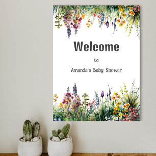 Rustikale Wildblumen Boho Chic Floral Baby Dusche Poster