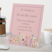 Rustikale Wildblumen Boho Dusty Pink Wedding Sockelschild (In Situ)