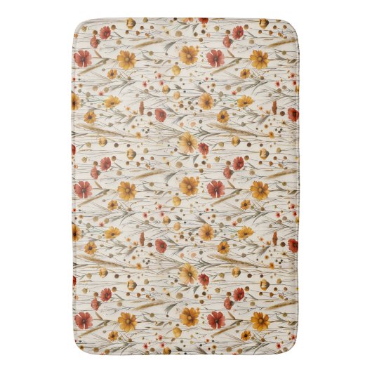 Rustikale Wildblumen - Boho Fall Floral Muster Badematte (Vorderseite Vertikal)