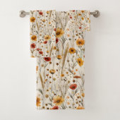 Rustikale Wildblumen - Boho Fall Floral Muster Badhandtuch Set (Insitu)