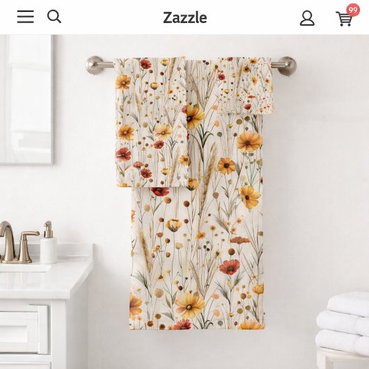 Rustikale Wildblumen - Boho Fall Floral Muster Badhandtuch Set