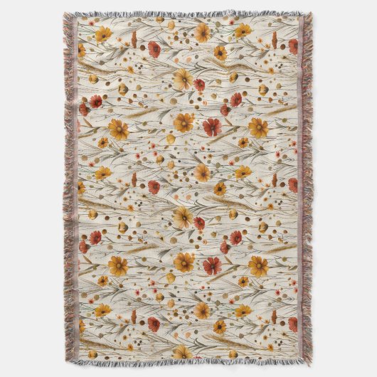 Rustikale Wildblumen - Boho Fall Floral Muster Decke (Vorderseite Vertikal)