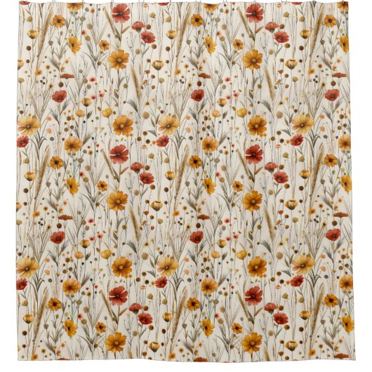 Rustikale Wildblumen - Boho Fall Floral Muster Duschvorhang (Vorderseite)