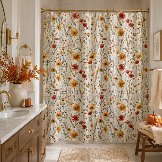 Rustikale Wildblumen - Boho Fall Floral Muster Duschvorhang