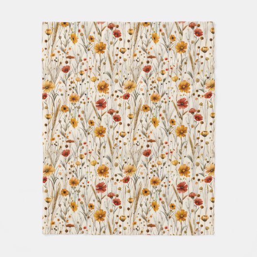 Rustikale Wildblumen - Boho Fall Floral Muster Fleecedecke (Vorderseite)