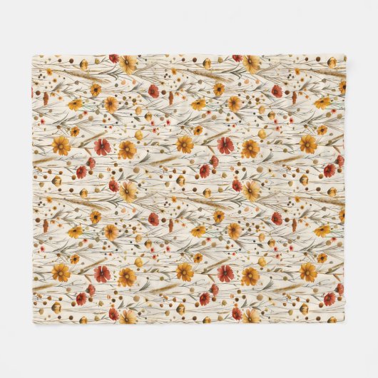 Rustikale Wildblumen - Boho Fall Floral Muster Fleecedecke (Vorderseite (Horizontal))
