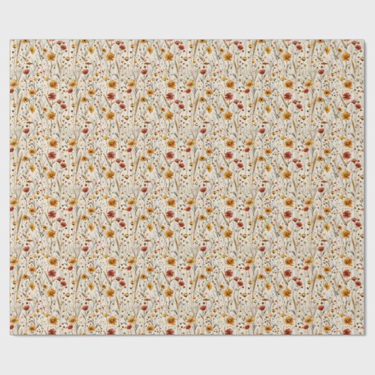 Rustikale Wildblumen - Boho Fall Floral Muster Geschenkpapier (Flach)