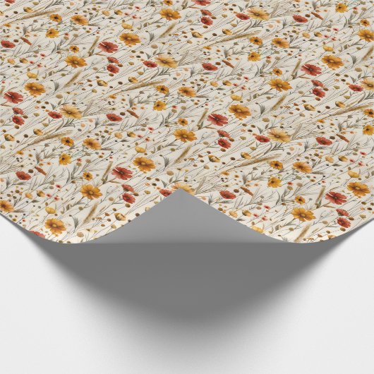 Rustikale Wildblumen - Boho Fall Floral Muster Geschenkpapier (Ecke)