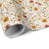 Rustikale Wildblumen - Boho Fall Floral Muster Geschenkpapier (Rolleneckpunkt)