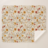 Rustikale Wildblumen - Boho Fall Floral Muster Sherpadecke (Vorderseite (Horizontal))